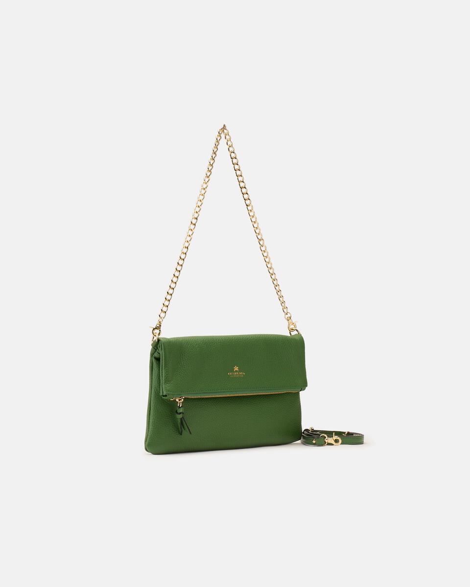 Velvet Borsa a tracolla reversibile condoppia bandoliera in metallo Aloe  - Tracolla - Borse Donna - Borse - Cuoieria Fiorentina