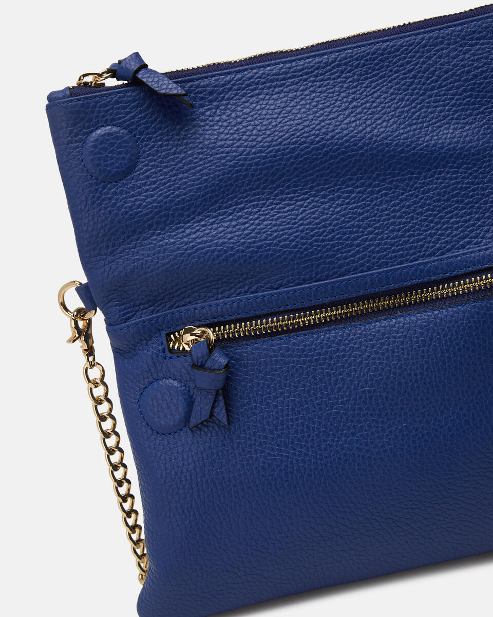 Velvet Borsa a tracolla reversibile condoppia bandoliera in metallo Bluette  - Tracolla - Borse Donna - Borse - Cuoieria Fiorentina