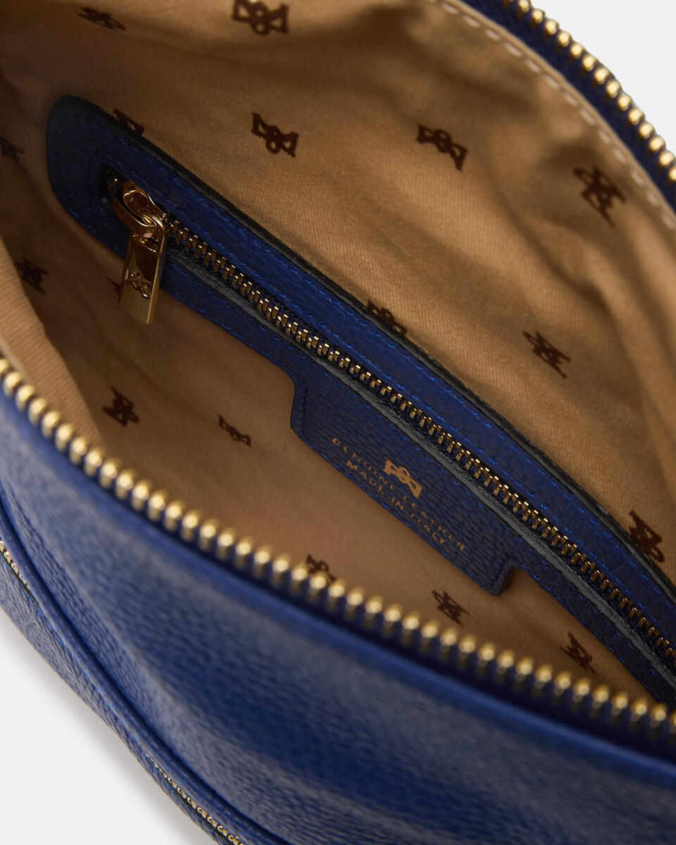 Velvet Borsa a tracolla reversibile condoppia bandoliera in metallo Bluette  - Tracolla - Borse Donna - Borse - Cuoieria Fiorentina