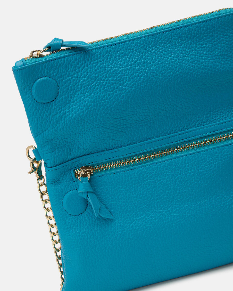 Velvet Borsa a tracolla reversibile condoppia bandoliera in metallo Turchese  - Tracolla - Borse Donna - Borse - Cuoieria Fiorentina