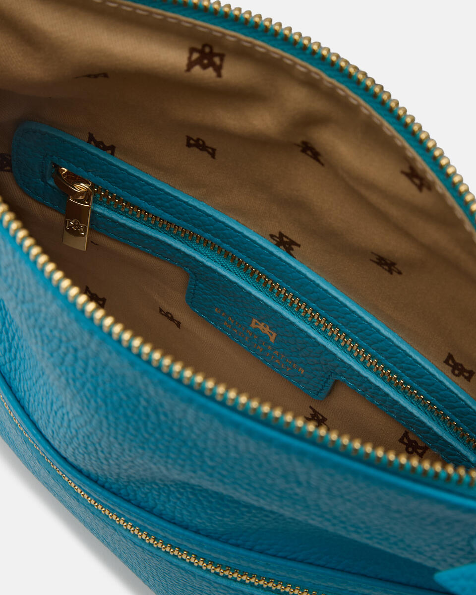 Velvet Borsa a tracolla reversibile condoppia bandoliera in metallo Turchese  - Tracolla - Borse Donna - Borse - Cuoieria Fiorentina