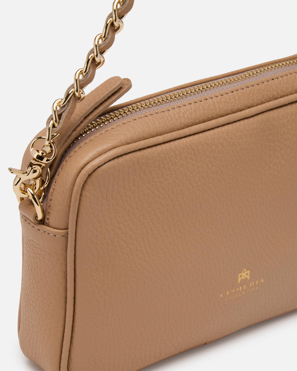 Velvet mini shoulder bag convertibile con doppia bandoliera Nude  - Borse - Special Price - Cuoieria Fiorentina