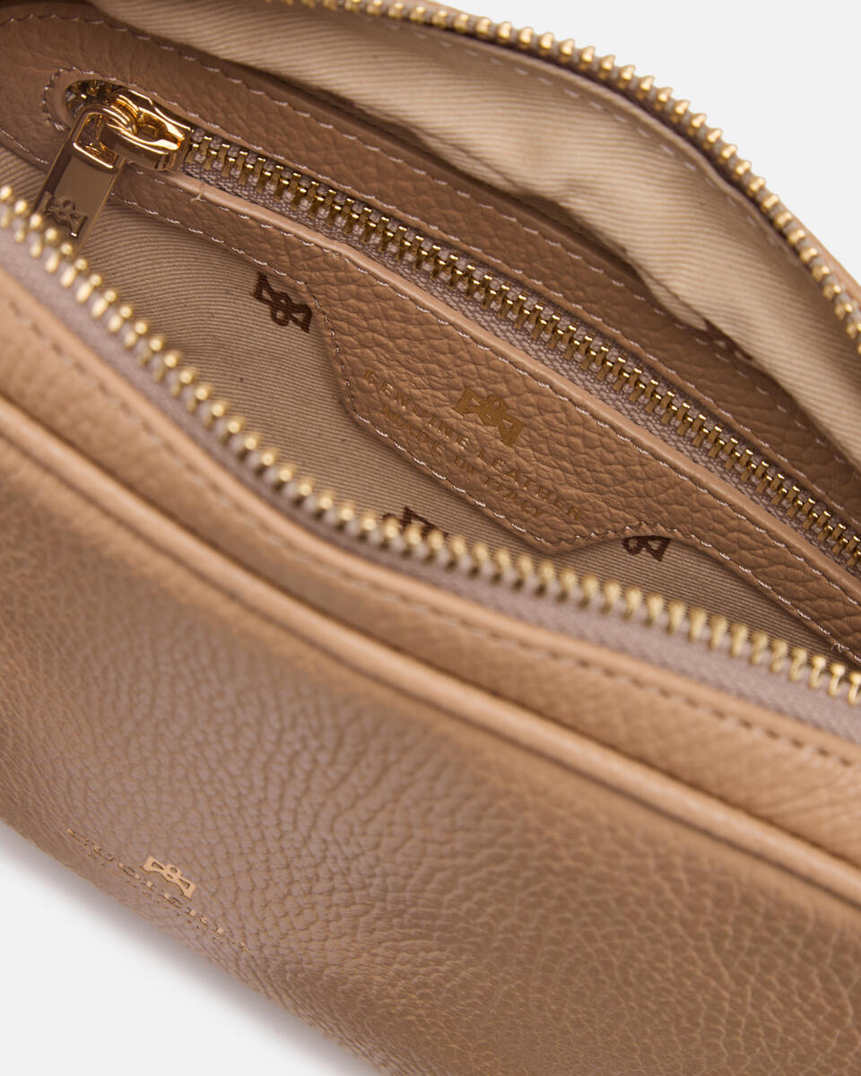 Velvet mini shoulder bag convertibile con doppia bandoliera Nude  - Borse - Special Price - Cuoieria Fiorentina