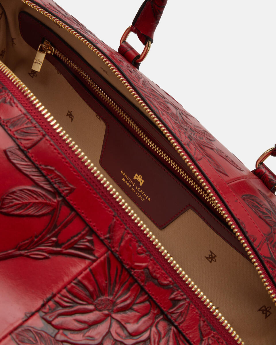 Weekender in mimi Rosso  - Borse Da Viaggio - Borse Da Viaggio - Cuoieria Fiorentina
