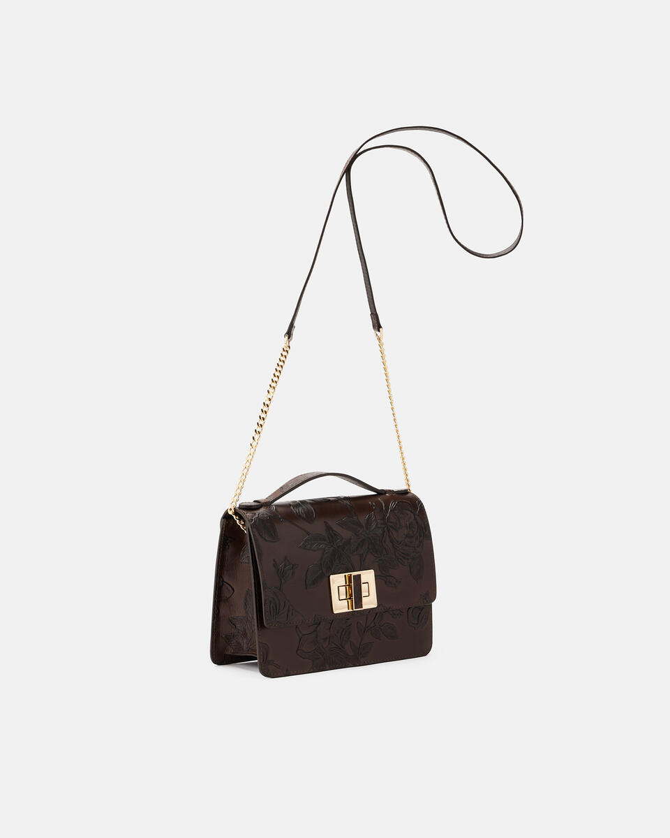 Mimi big crossbodyclutch con tracolla in pelle e metallo Mogano  - Mini Bag - Borse Donna - Borse - Cuoieria Fiorentina