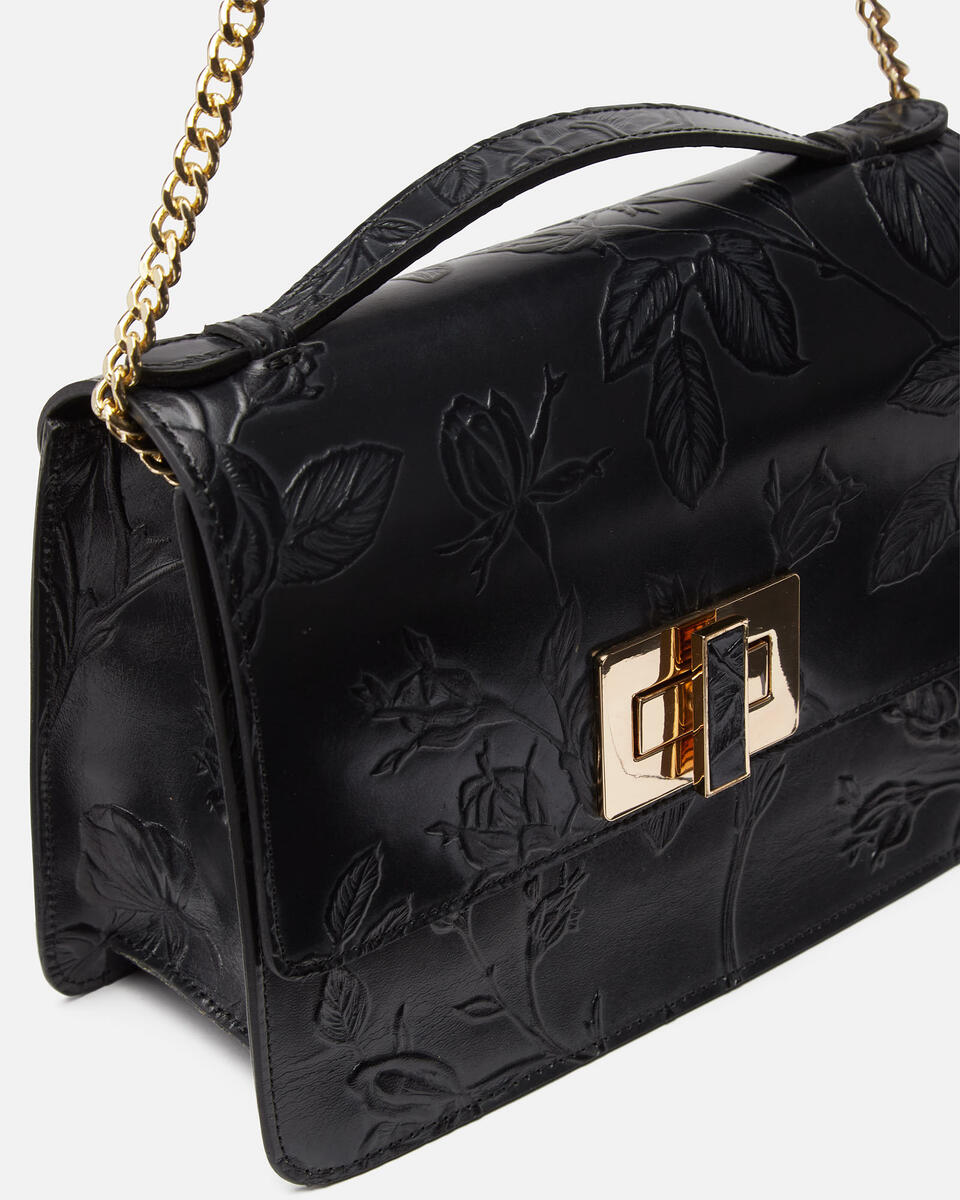 Mimi big crossbodyclutch con tracolla in pelle e metallo Nero  - Mini Bag - Borse Donna - Borse - Cuoieria Fiorentina