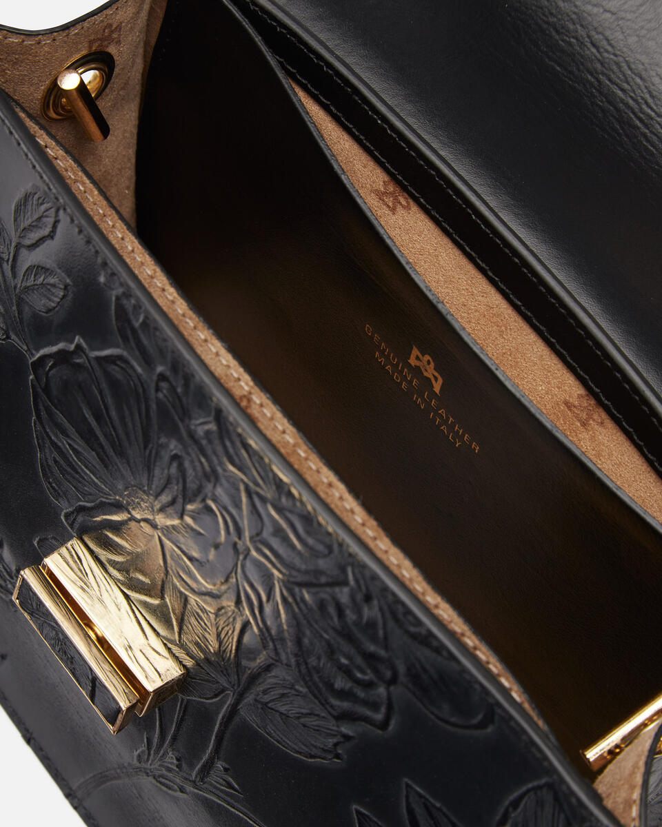 Mimi big crossbodyclutch con tracolla in pelle e metallo Nero  - Mini Bag - Borse Donna - Borse - Cuoieria Fiorentina