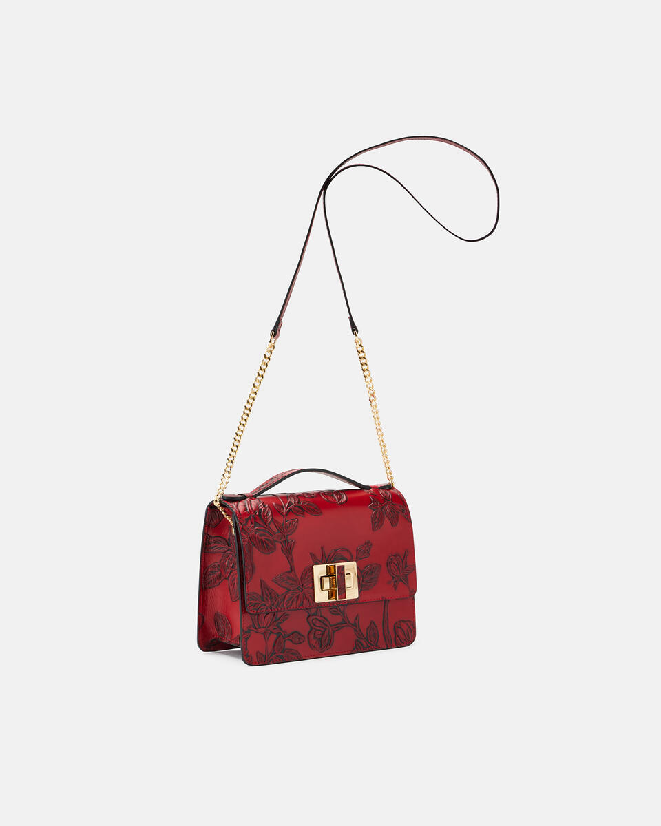 Mimi big crossbodyclutch con tracolla in pelle e metallo Rosso  - Mini Bag - Borse Donna - Borse - Cuoieria Fiorentina