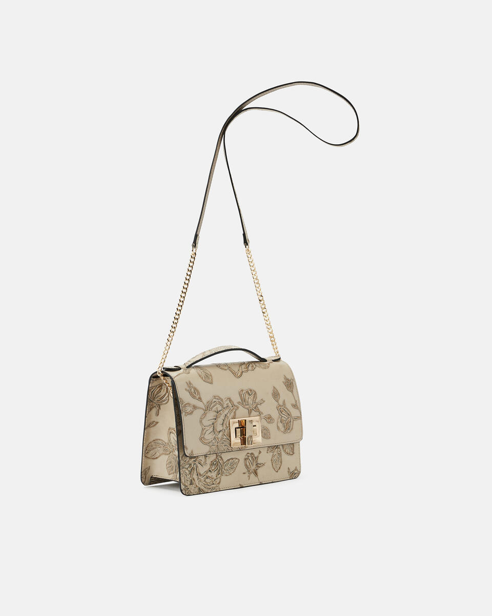 Mimi big crossbodyclutch con tracolla in pelle e metallo Taupe  - Mini Bag - Borse Donna - Borse - Cuoieria Fiorentina