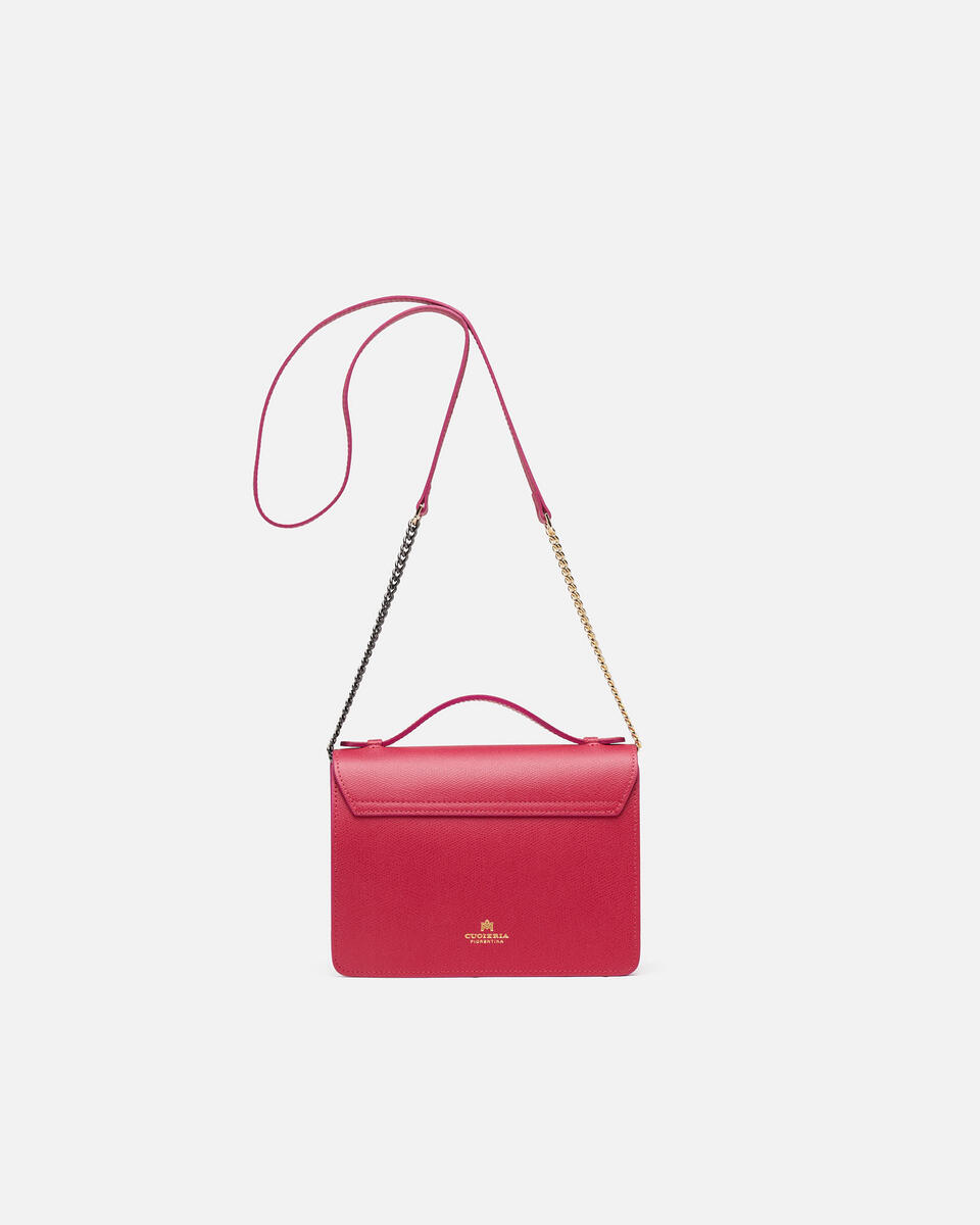 Bella  big crossbodyclutch con tracolla in pelle e metallo Fucsia  - Borse - Special Price - Cuoieria Fiorentina