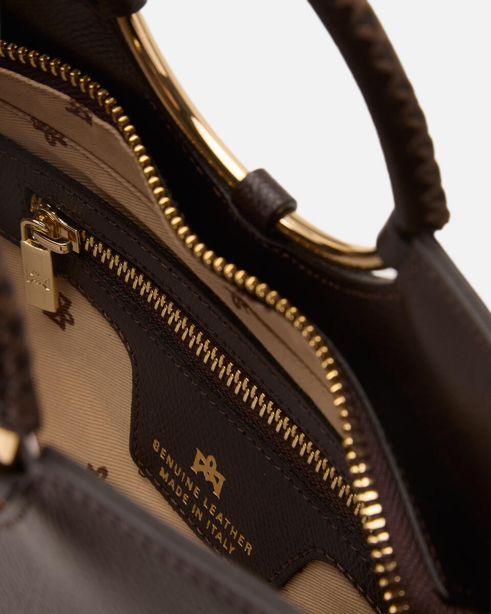 Oblò Mini Xbody in vitello palmellato Testa di moro  - Tote Bag - Borse Donna - Borse - Cuoieria Fiorentina