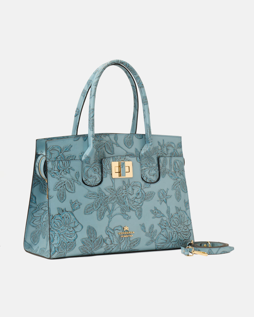 Mimi Large Tote con dettagli in metallo Celeste  - Tote Bag - Borse Donna - Borse - Cuoieria Fiorentina