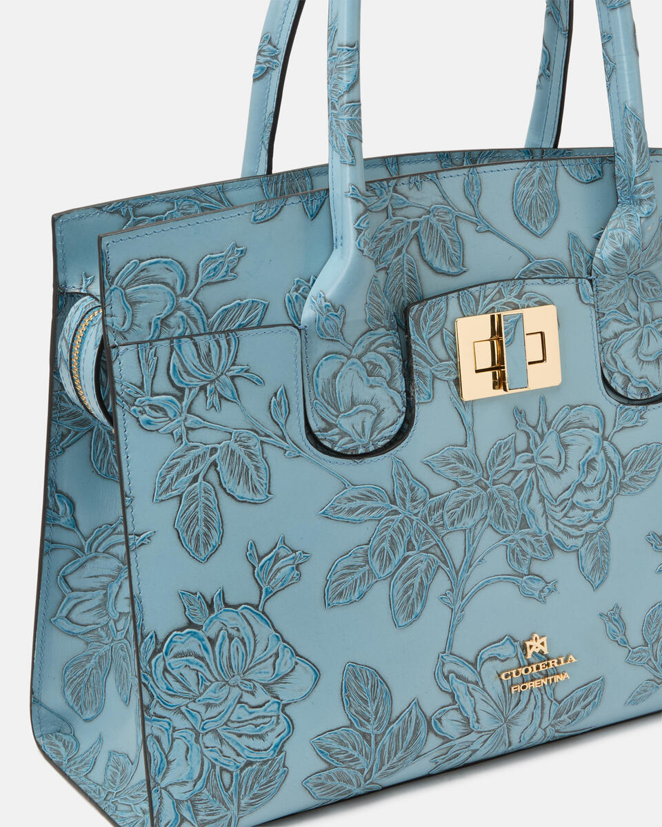 Mimi Large Tote con dettagli in metallo Celeste  - Tote Bag - Borse Donna - Borse - Cuoieria Fiorentina