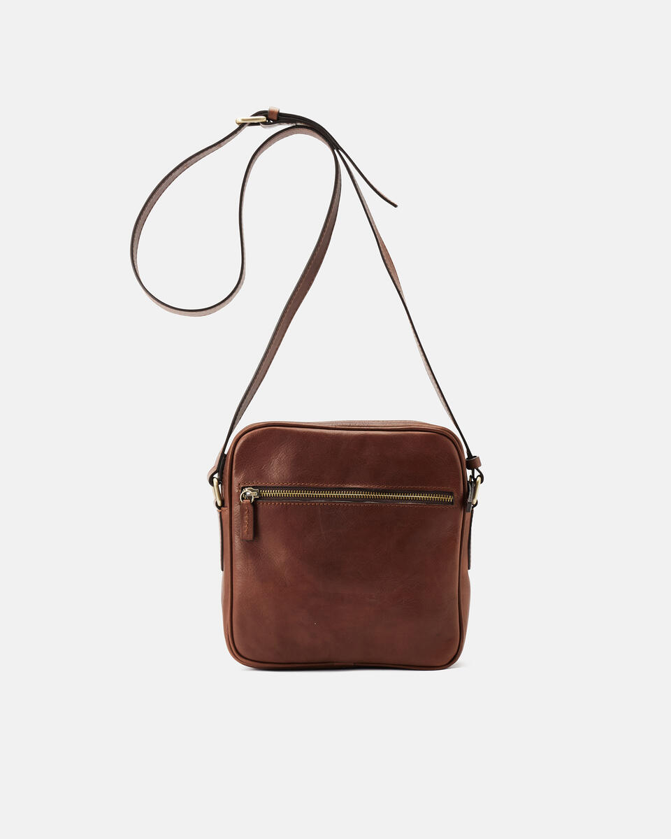Tracolla con Zip Frontale Marrone  - Tracolla - Borse Uomo - Borse - Cuoieria Fiorentina