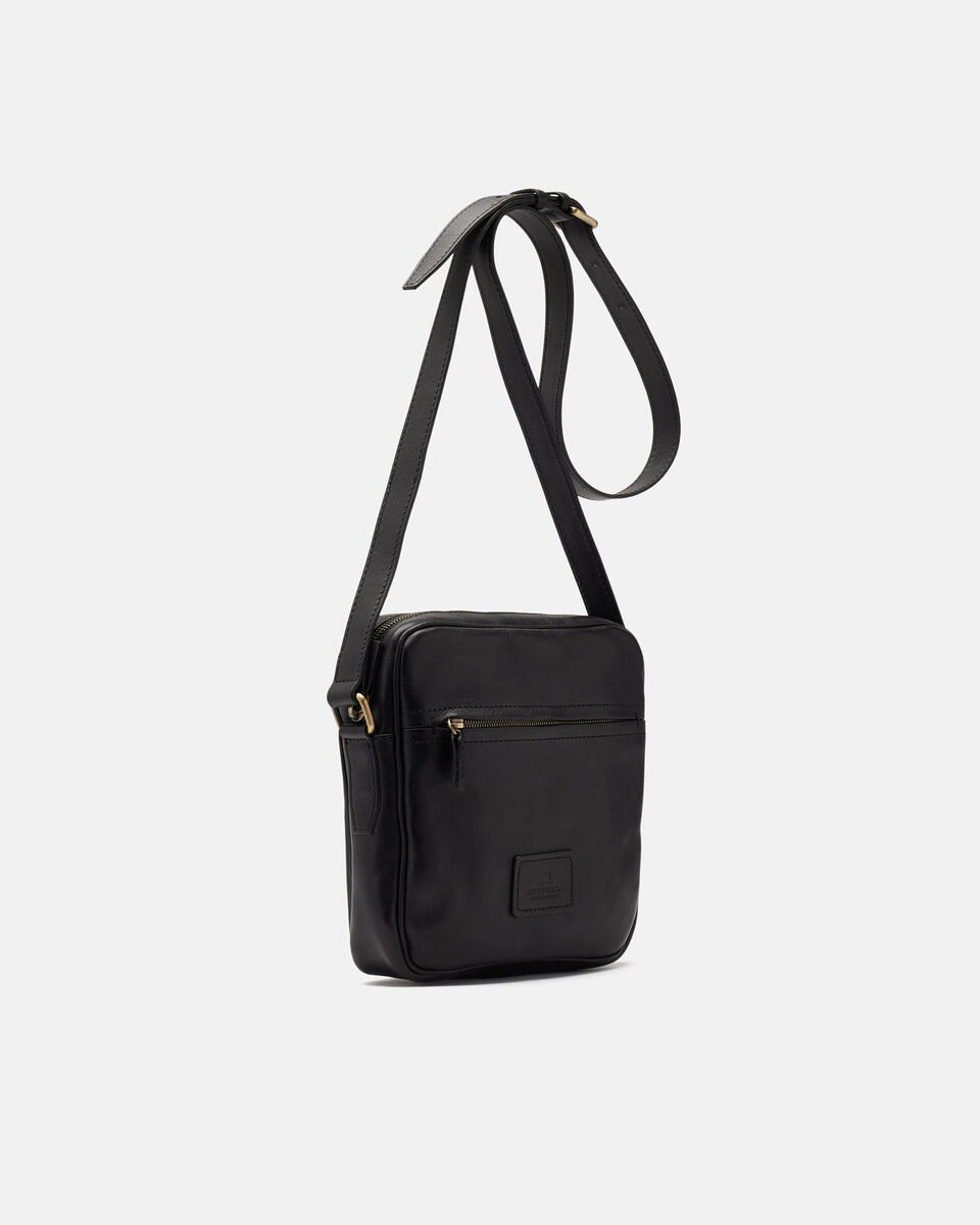 Tracolla con Zip Frontale Nero  - Tracolla - Borse Uomo - Borse - Cuoieria Fiorentina