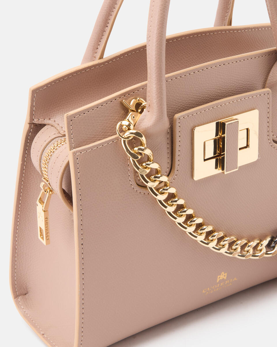 Bella Mini tote in Vitello micro grain Nude  - Cuoieria Fiorentina