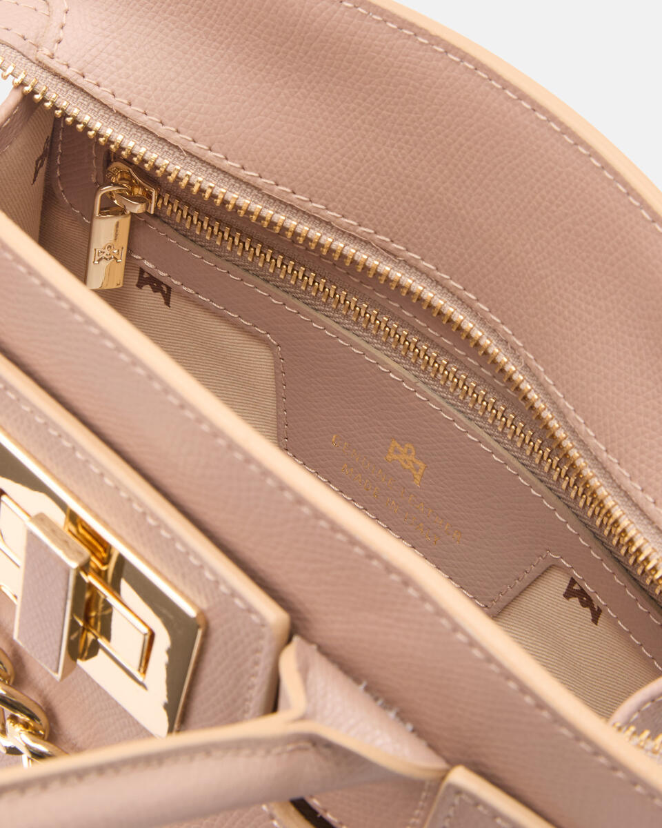 Bella Mini tote in Vitello micro grain Nude  - Cuoieria Fiorentina