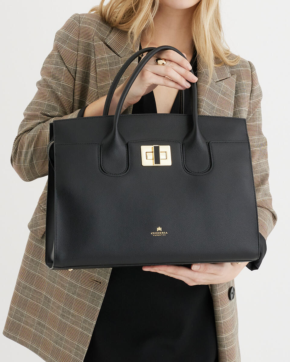 Bella large tote bag con accessorio metallo Lion  - Tote Bag - Borse Donna - Borse - Cuoieria Fiorentina
