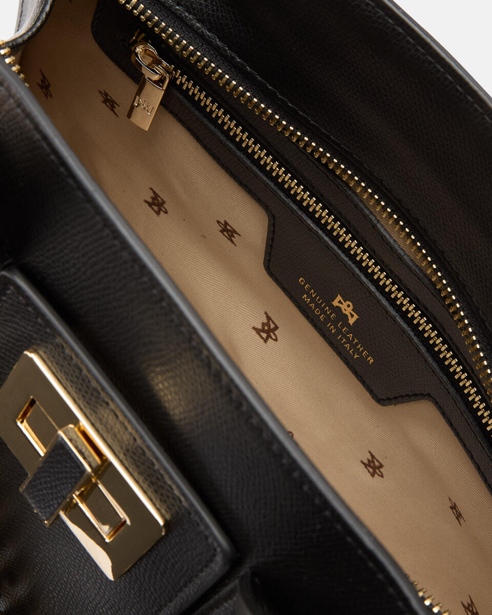Bella medium tote bag con accessorio metallo Nero  - Tote Bag - Borse Donna - Borse - Cuoieria Fiorentina