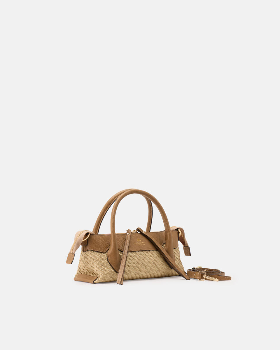 Holly small tote rafia e pelle Desert  - Tote Bag - Borse Donna - Borse - Cuoieria Fiorentina