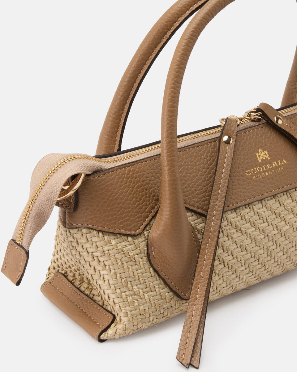 Holly small tote rafia e pelle Desert  - Tote Bag - Borse Donna - Borse - Cuoieria Fiorentina