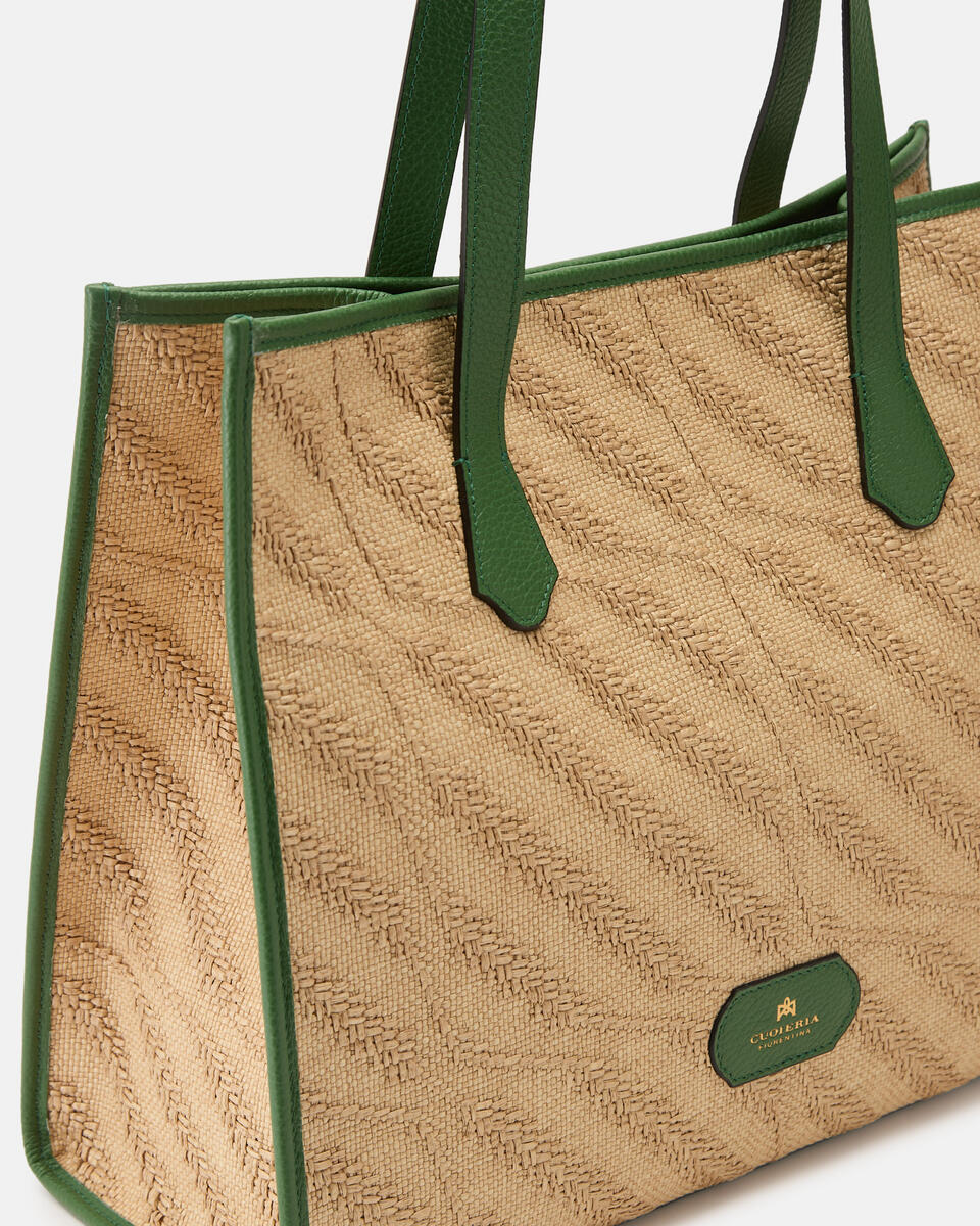 Dora shopping rafia e pelle Aloe  - Shopping - Borse Donna - Borse - Cuoieria Fiorentina