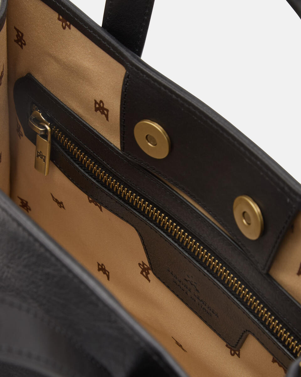 Dora tote media in cuoio Nero  - Tote Bag - Borse Donna - Borse - Cuoieria Fiorentina