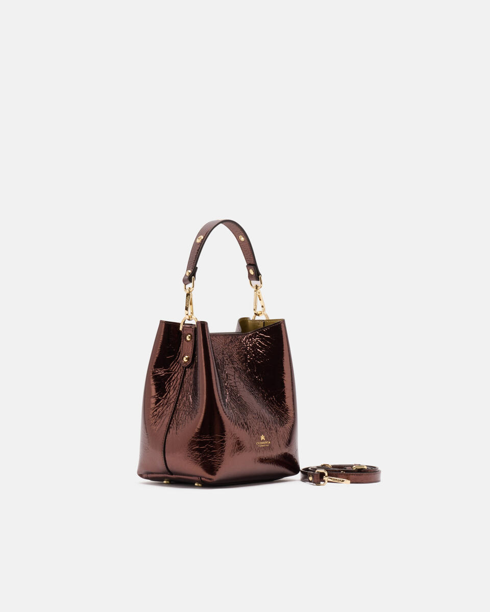 Small bucket metal Cioccolato  - Secchiello - Borse Donna - Borse - Cuoieria Fiorentina