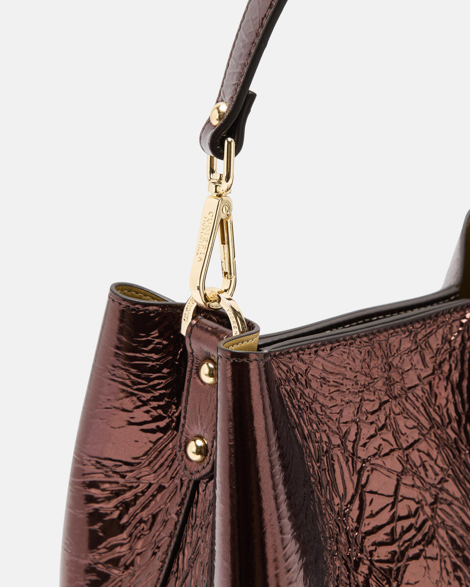 Small bucket metal Cioccolato  - Secchiello - Borse Donna - Borse - Cuoieria Fiorentina