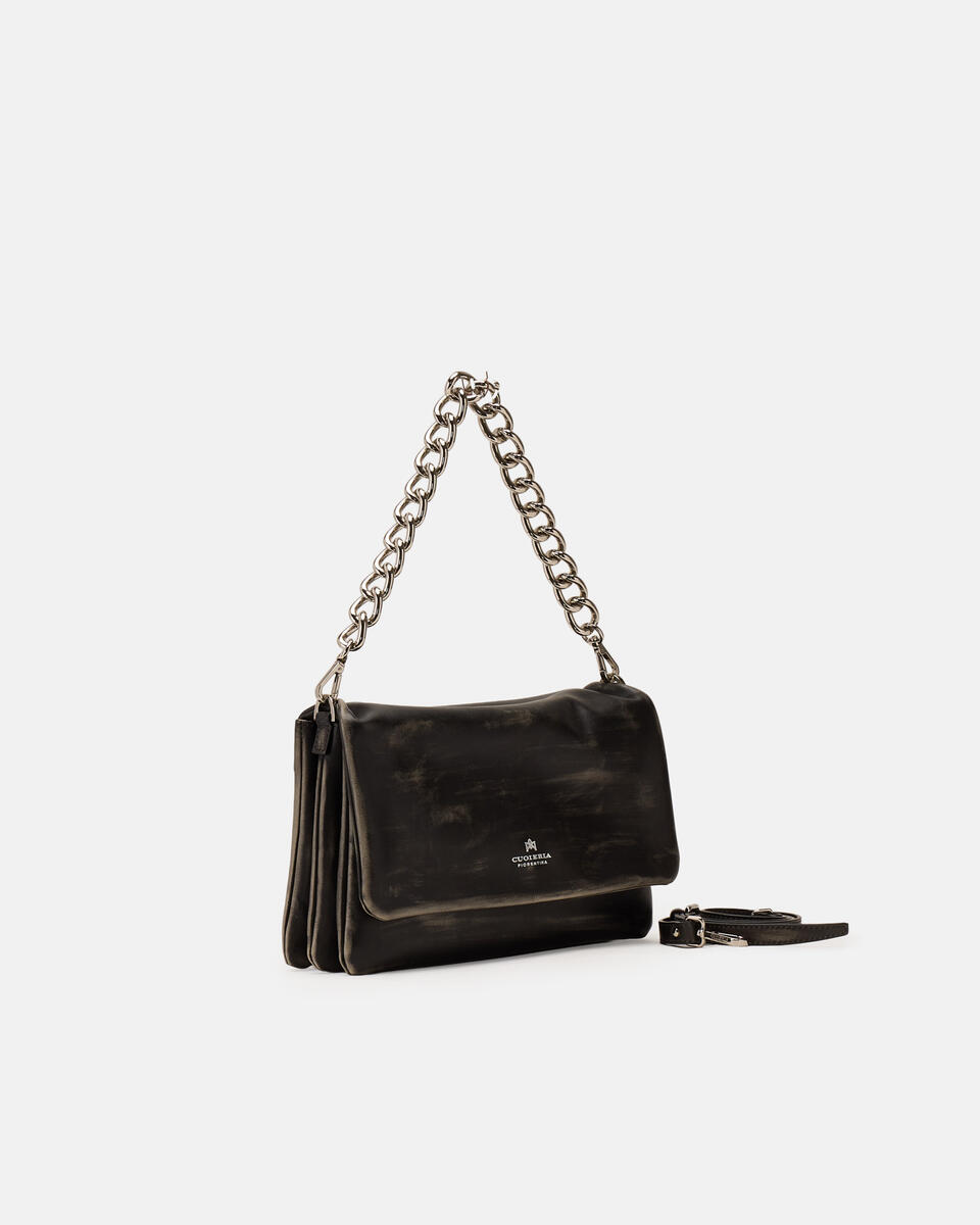 Patty large flap vitello Texas Nero  - Messenger - Borse Donna - Borse - Cuoieria Fiorentina