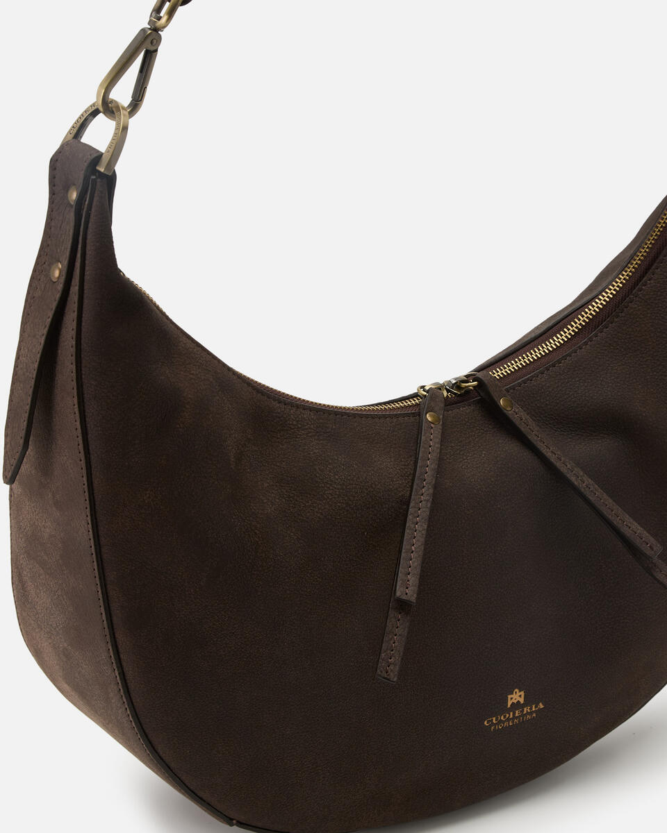 HOBO BAG Chocolate  - Shoulder Bags - Women's Bags - Bags - Cuoieria Fiorentina
