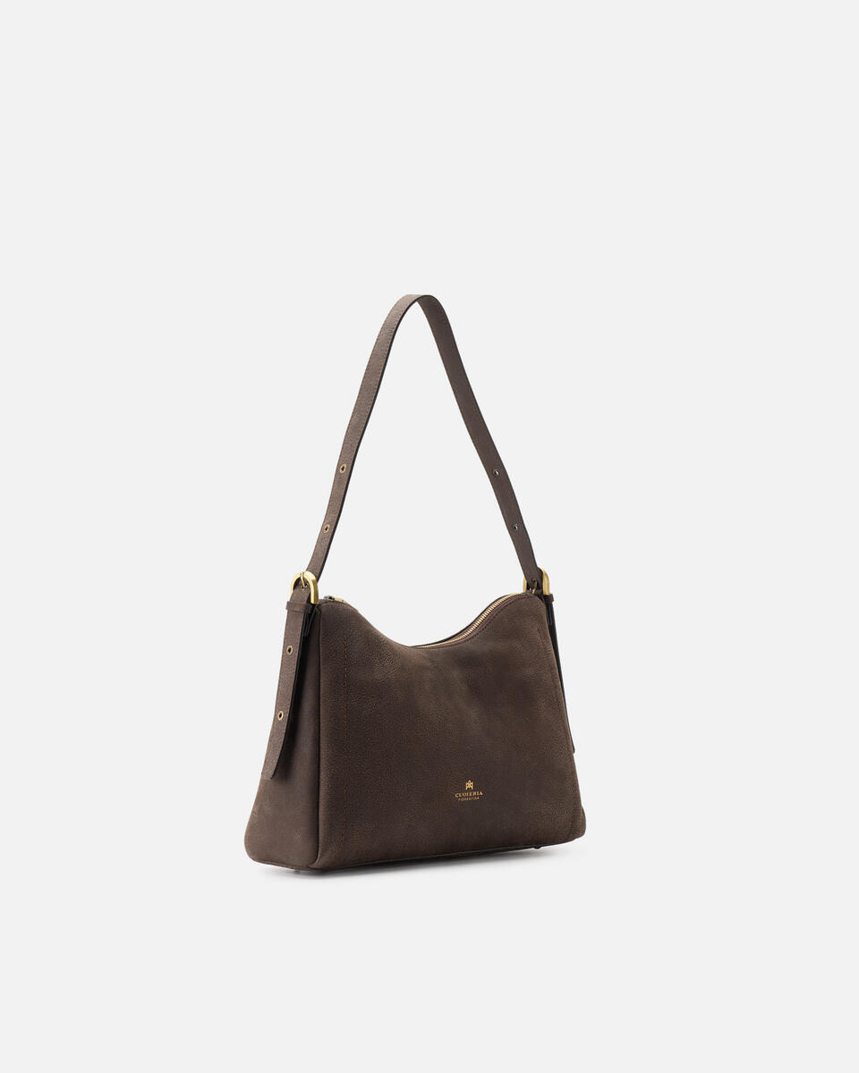 Eva soft squared hobo Nabuck Cioccolato  - Borse A Spalla - Borse Donna - Borse - Cuoieria Fiorentina
