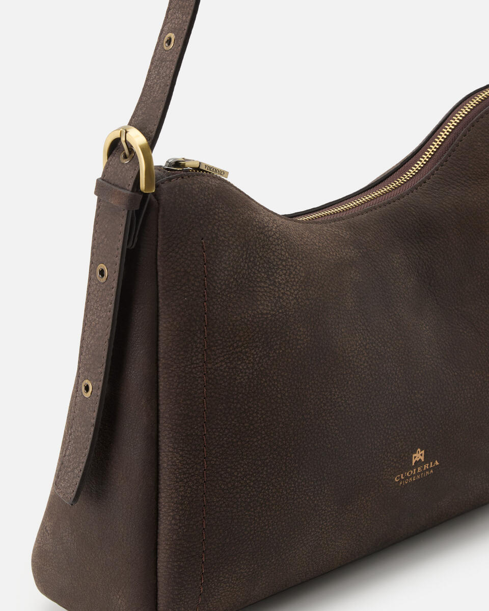 Eva soft squared hobo Nabuck Cioccolato  - Borse A Spalla - Borse Donna - Borse - Cuoieria Fiorentina