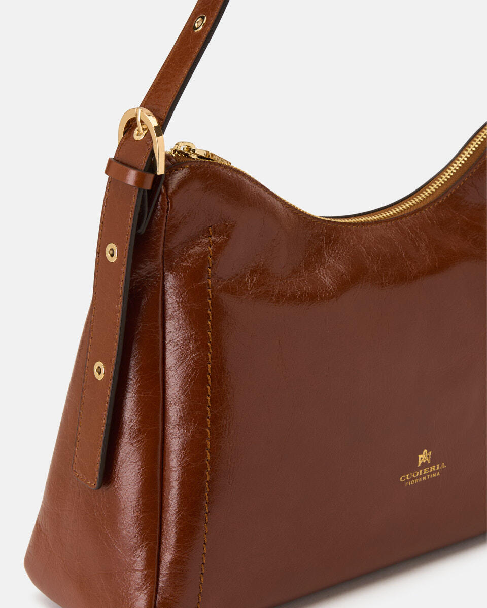SQUARED HOBO BAG Caramel  - Shoulder Bags - Women's Bags - Bags - Cuoieria Fiorentina