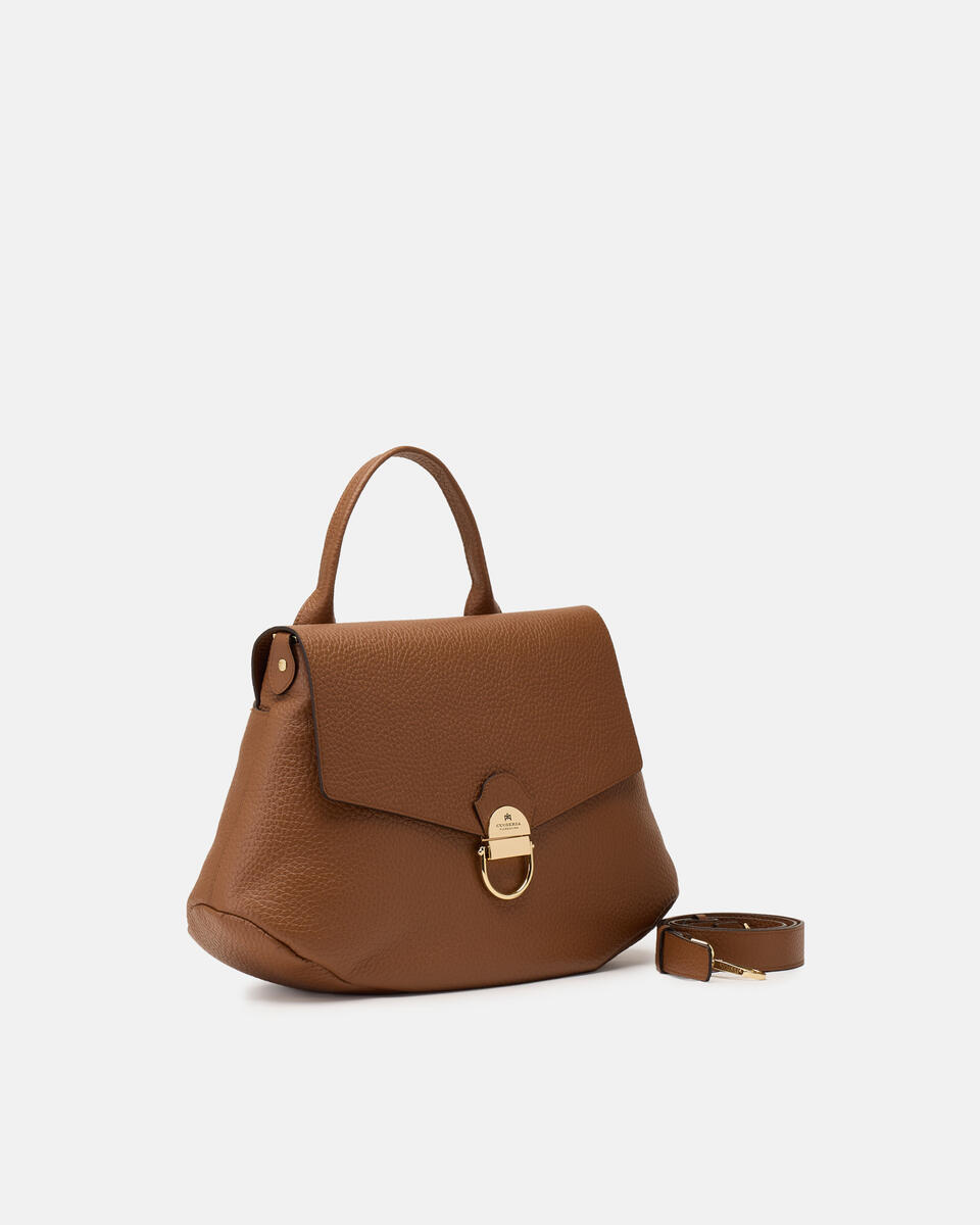 Jess large flap bag in pelle Caramel  - Messenger - Borse Donna - Borse - Cuoieria Fiorentina