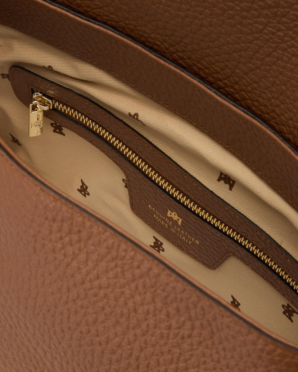 Jess large flap bag in pelle Caramel  - Messenger - Borse Donna - Borse - Cuoieria Fiorentina