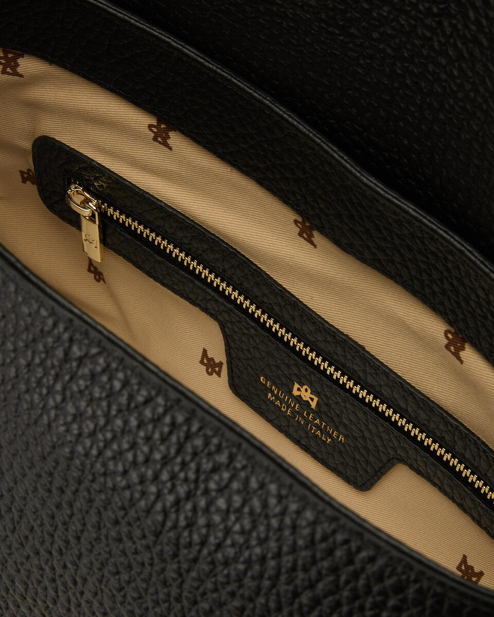 Jess large flap bag in pelle Nero  - Messenger - Borse Donna - Borse - Cuoieria Fiorentina