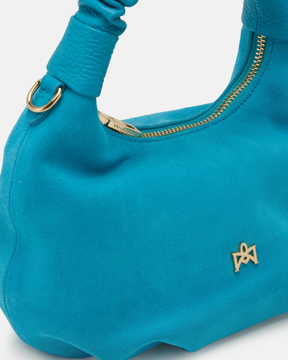 SMALL HOBO BAG Turquoise  - Shoulder Bags - Women's Bags - Bags - Cuoieria Fiorentina