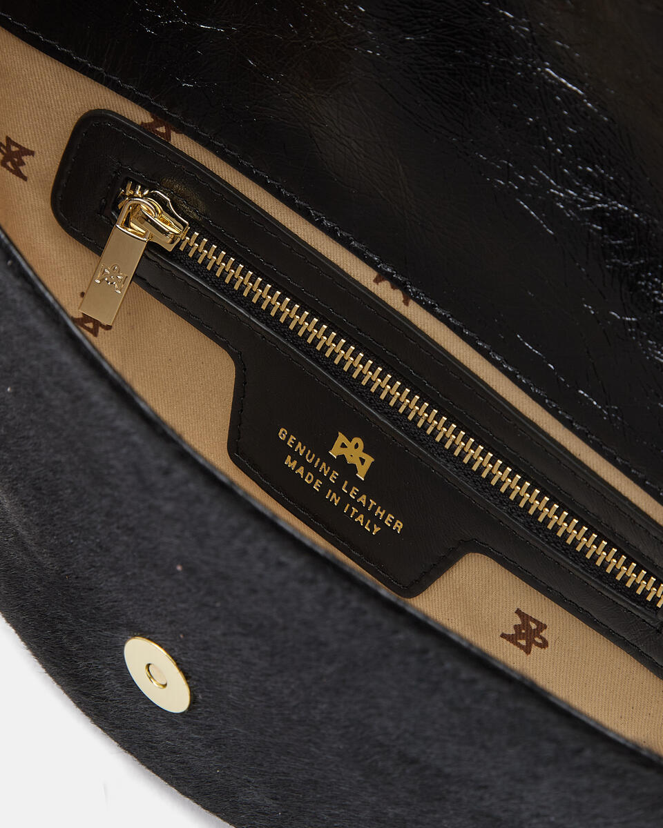 Dora small flap cavallino Nero  - Messenger - Borse Donna - Borse - Cuoieria Fiorentina