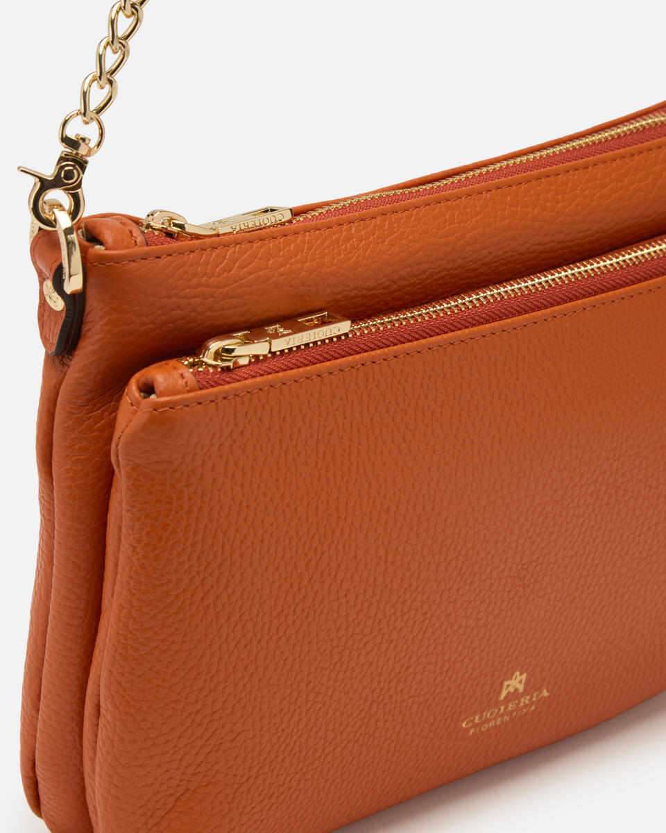 DOUBLE POUCH Orange  - Crossbody Bags - Women's Bags - Bags - Cuoieria Fiorentina