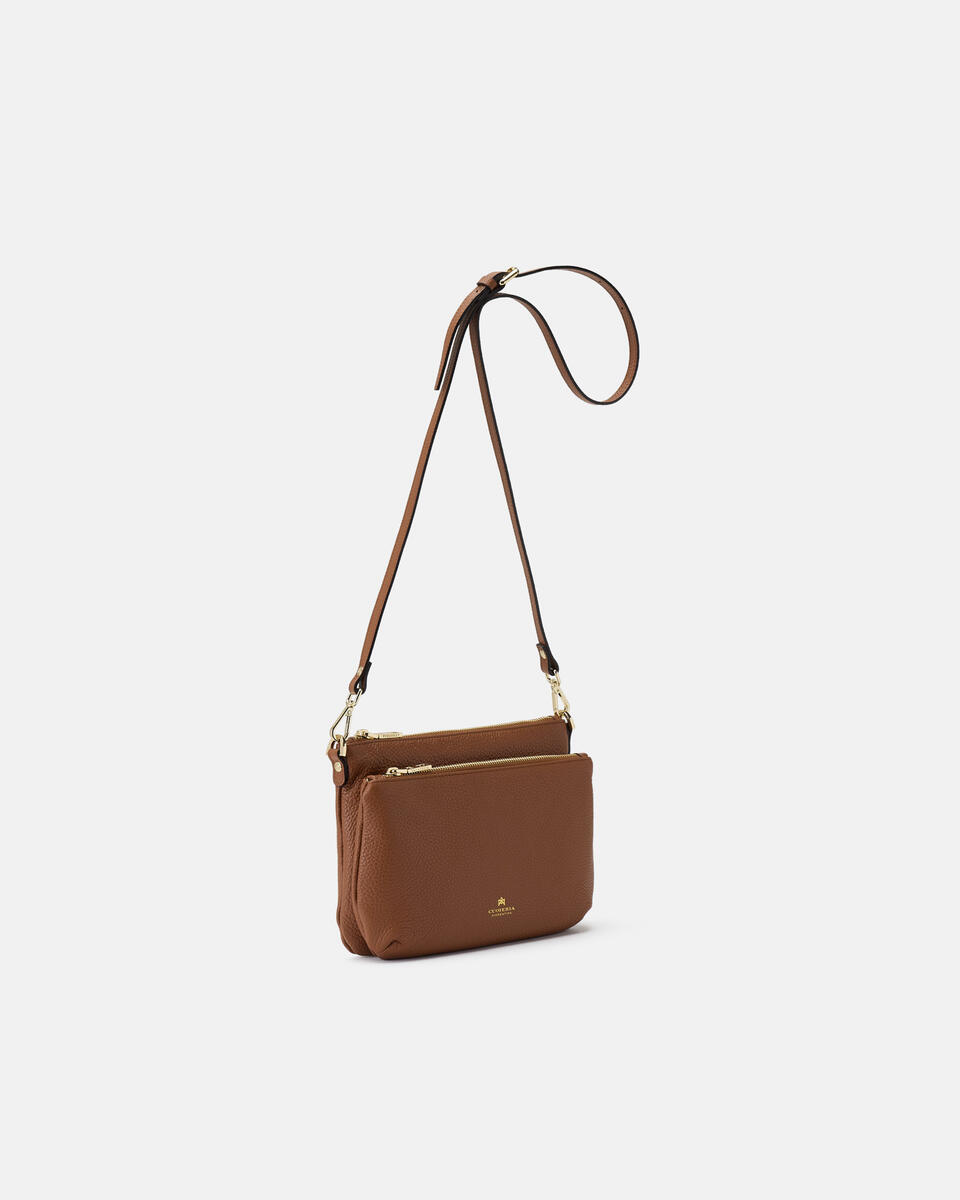 DOUBLE POUCH Caramel  - Crossbody Bags - Women's Bags - Bags - Cuoieria Fiorentina