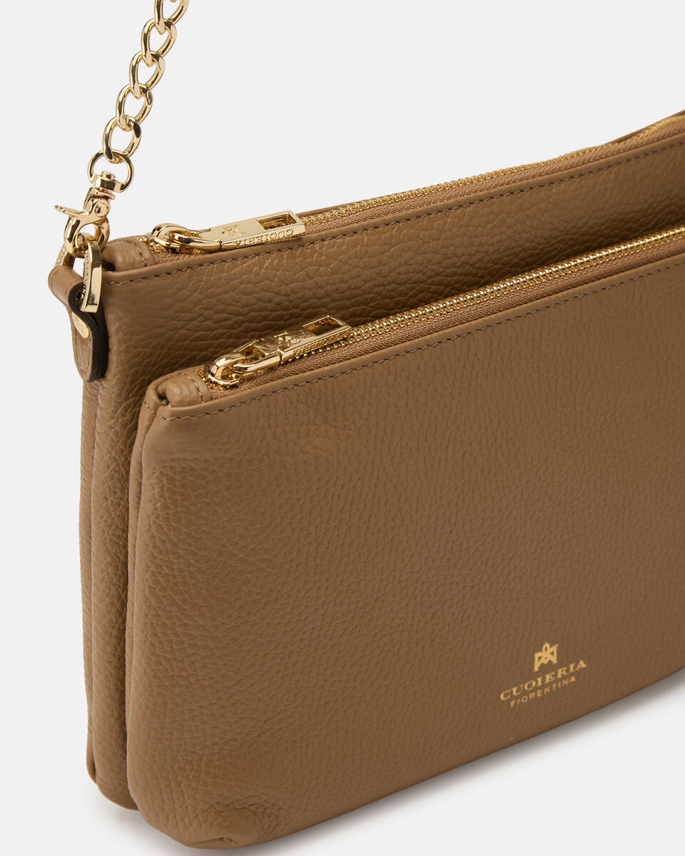 DOUBLE POUCH Desert  - Crossbody Bags - Women's Bags - Bags - Cuoieria Fiorentina