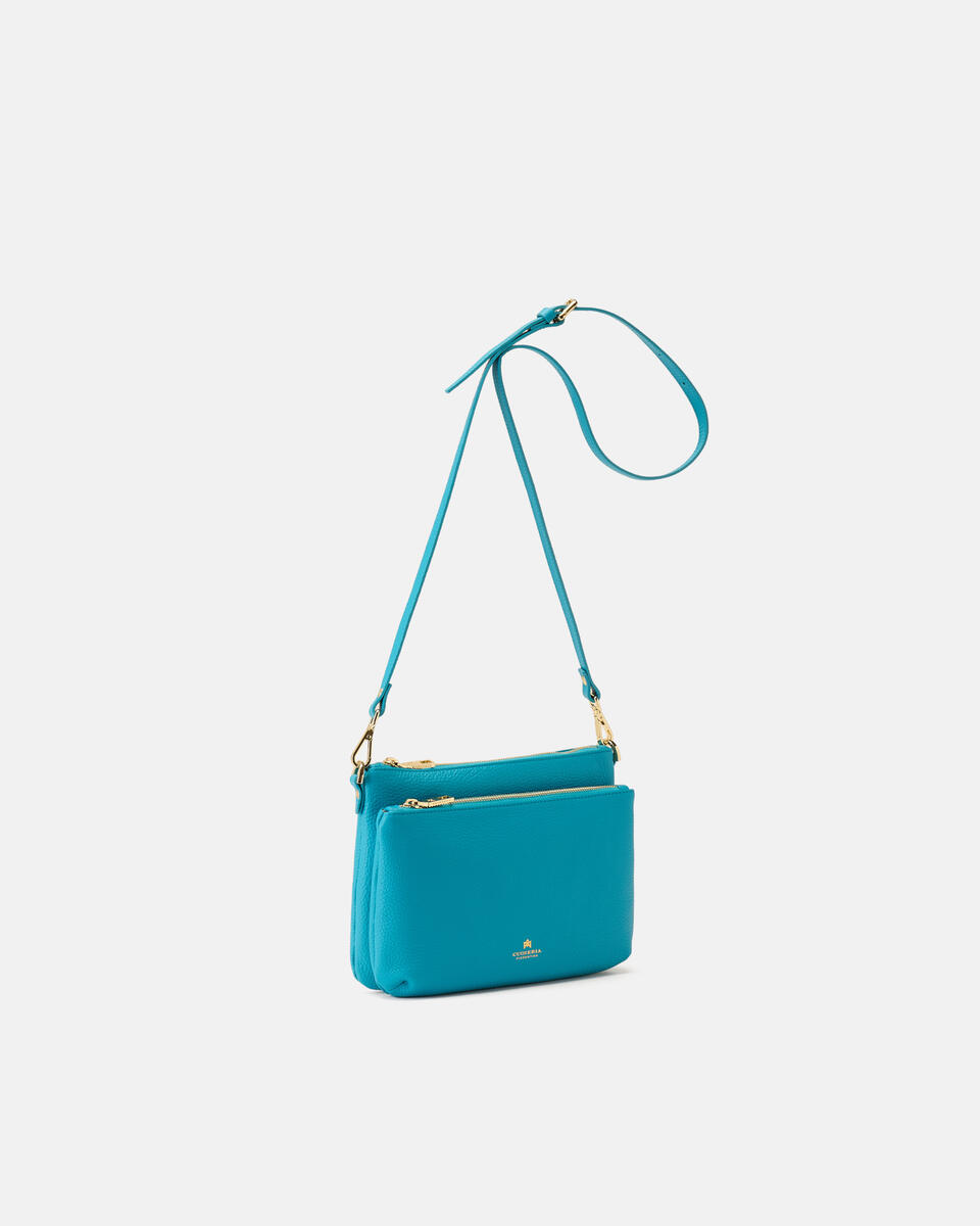Velvet Boho double pouch Turchese  - Tracolla - Borse Donna - Borse - Cuoieria Fiorentina