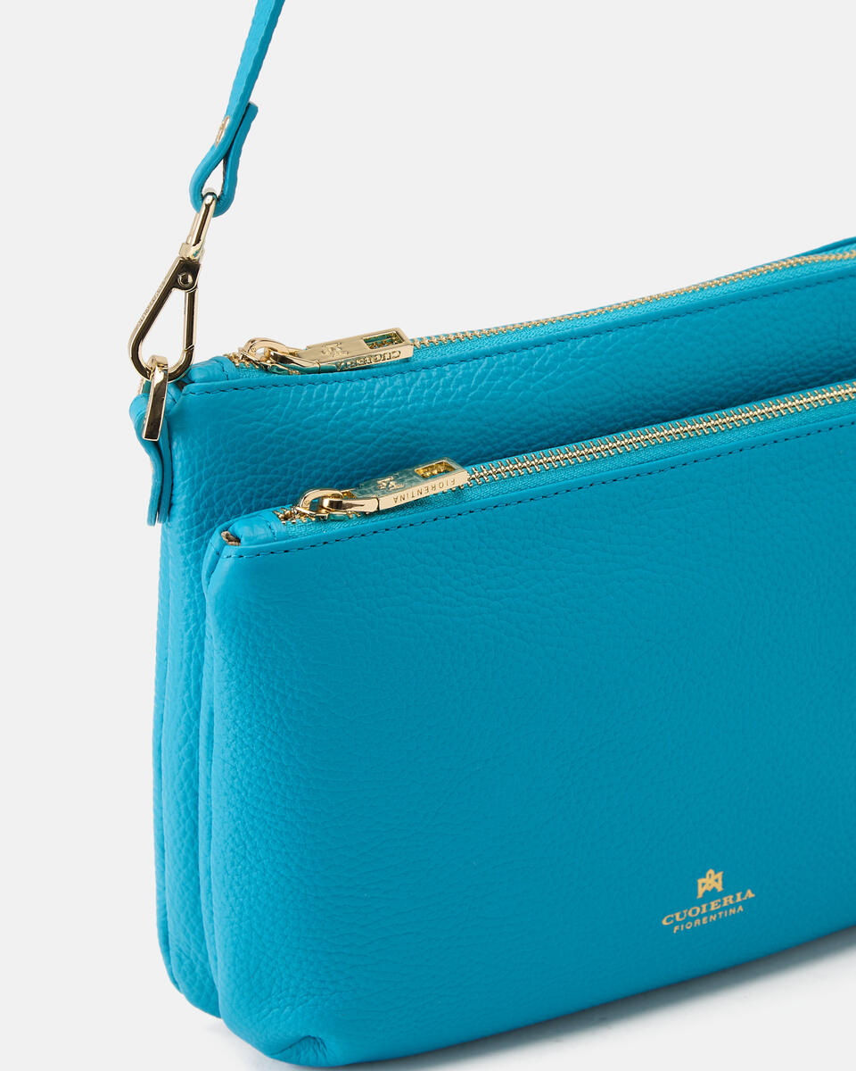 Velvet Boho double pouch Turchese  - Tracolla - Borse Donna - Borse - Cuoieria Fiorentina