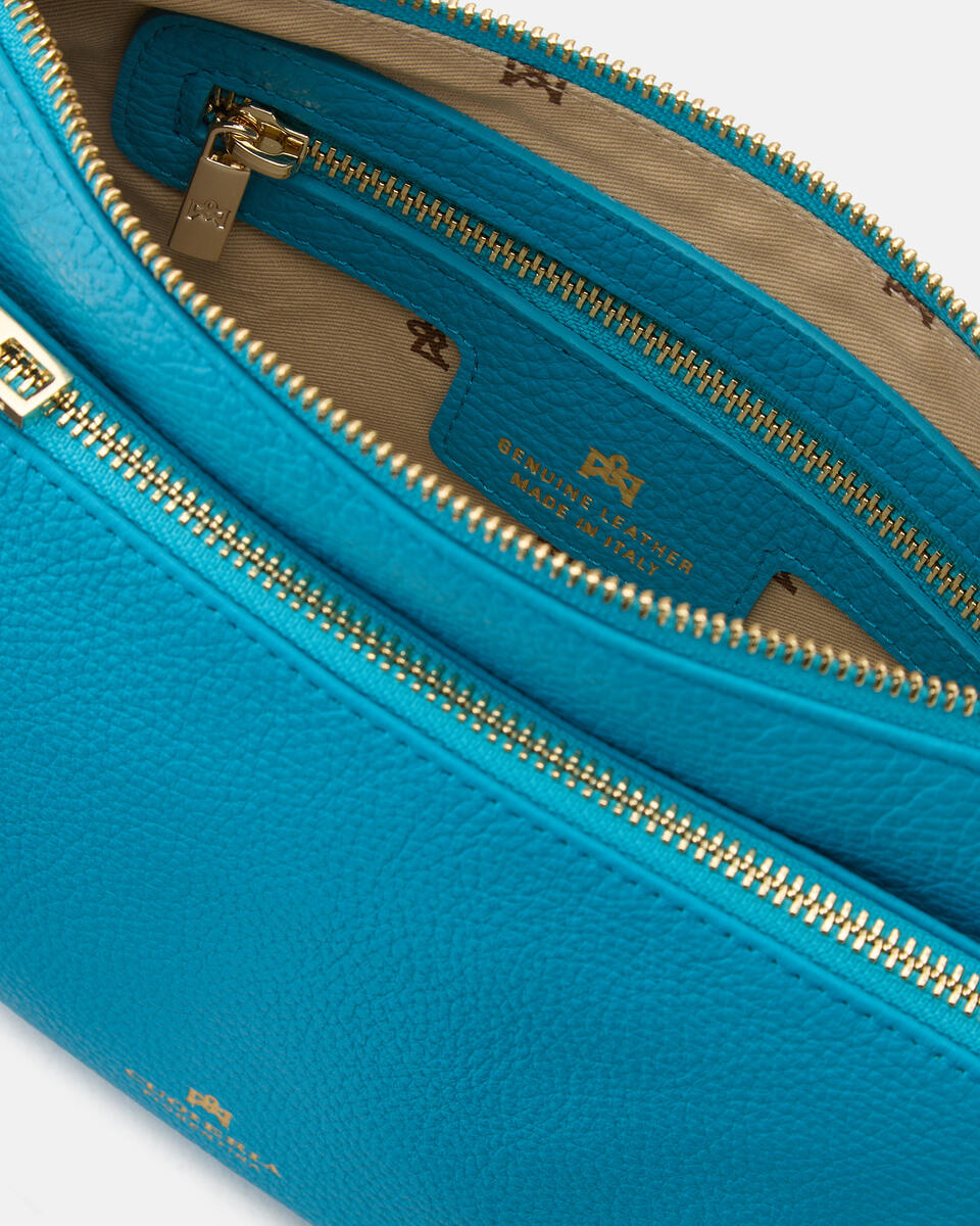 Velvet Boho double pouch Turchese  - Tracolla - Borse Donna - Borse - Cuoieria Fiorentina