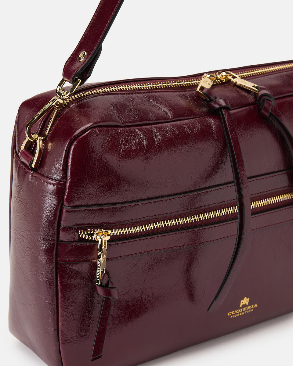 LARGE CAMERA BAG Black cherry  - Shoulder Bags - Women's Bags - Bags - Cuoieria Fiorentina