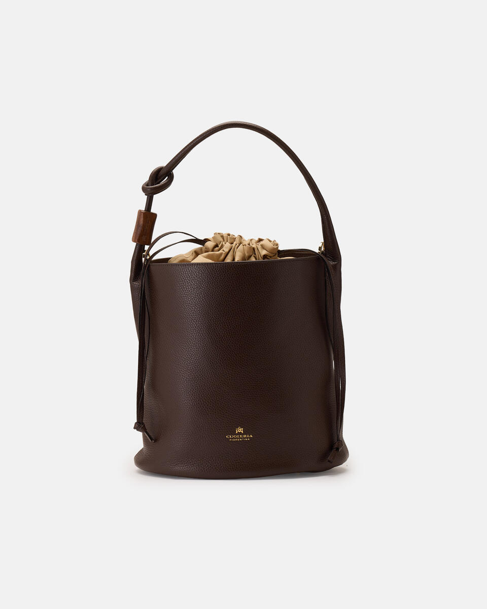 Agata Medium Bucket Cioccolato  - Secchiello - Borse Donna - Borse - Cuoieria Fiorentina