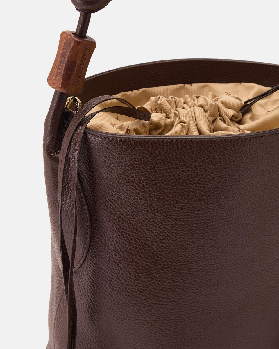 Agata Medium Bucket Cioccolato  - Secchiello - Borse Donna - Borse - Cuoieria Fiorentina