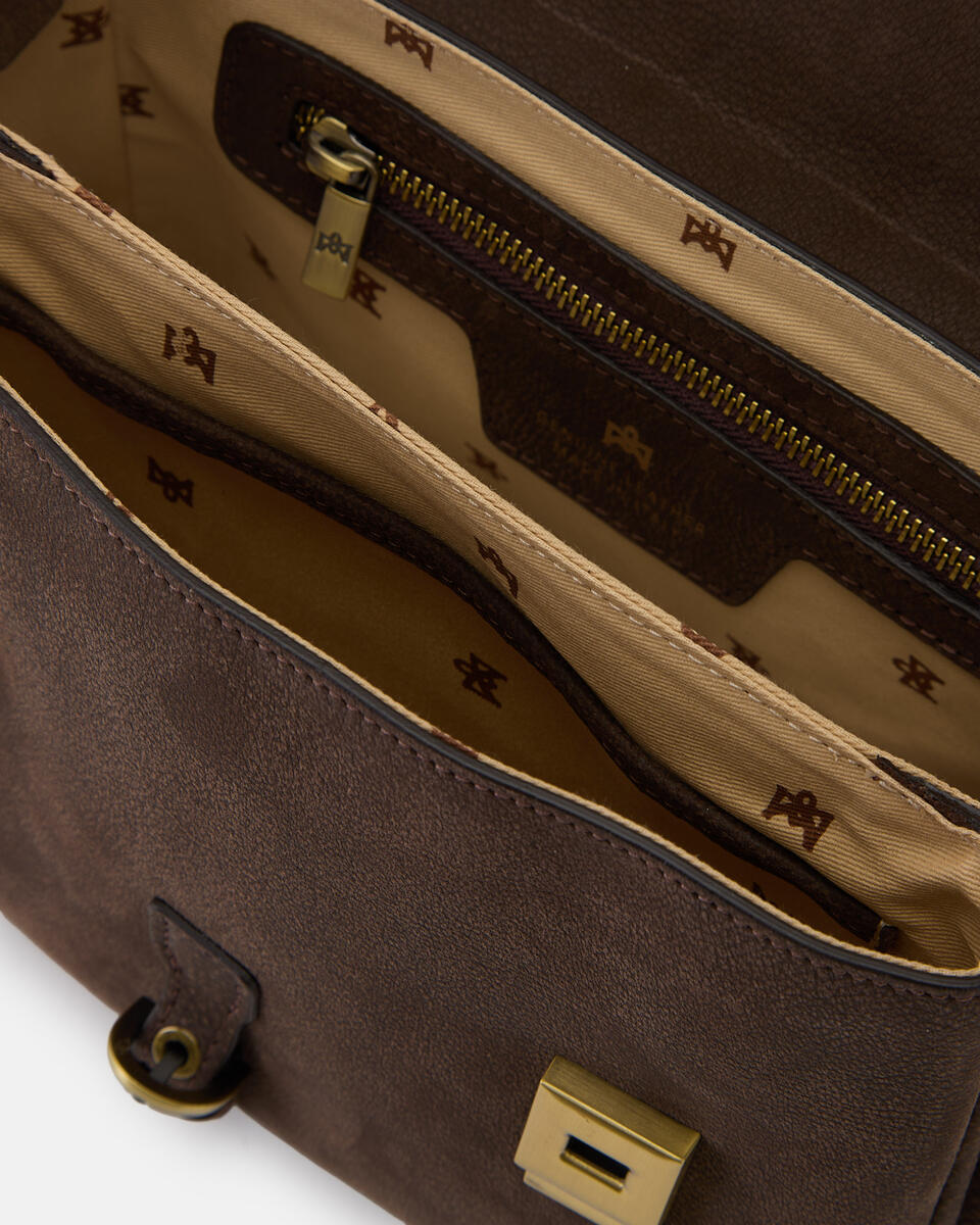 SMALL FLAP BAG Chocolate  - Messenger Bags - Women's Bags - Bags - Cuoieria Fiorentina