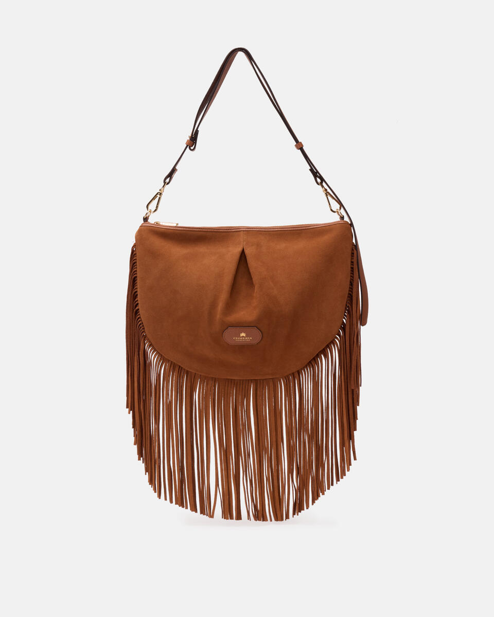POUCH WITH FRINGES Caramel  - Shoulder Bags - Women's Bags - Bags - Cuoieria Fiorentina